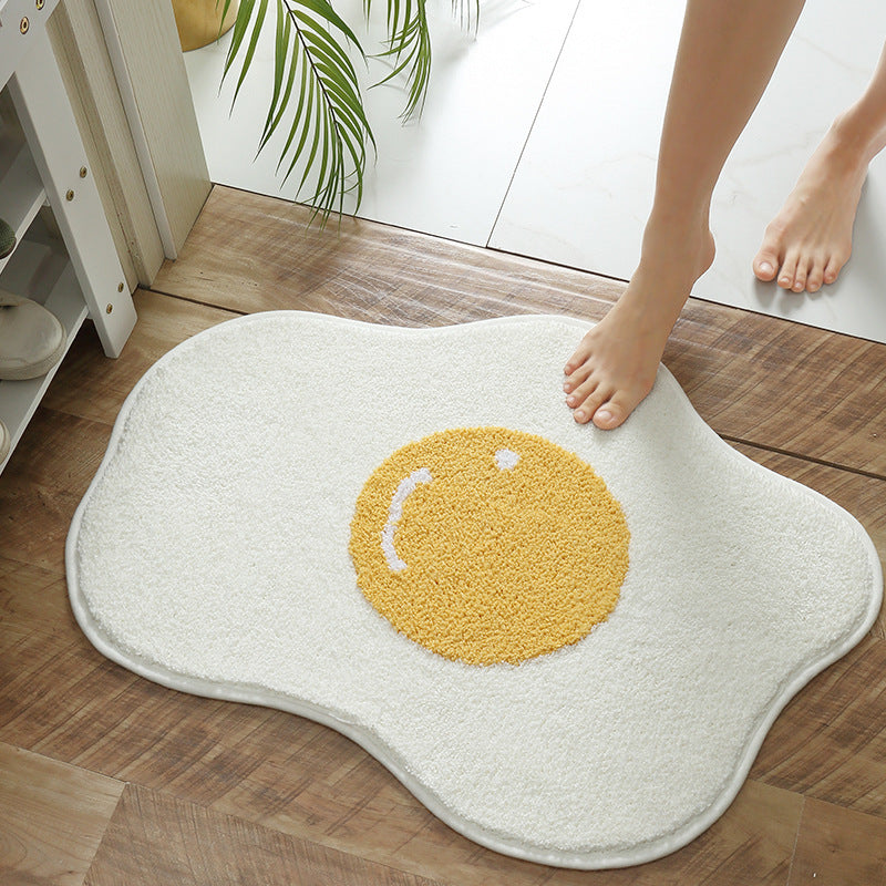 Poached egg shaped bathroom mat in soft fabric, anti-slip