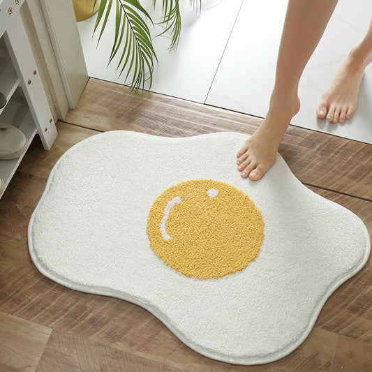Poached egg shaped bathroom mat in soft fabric, anti-slip