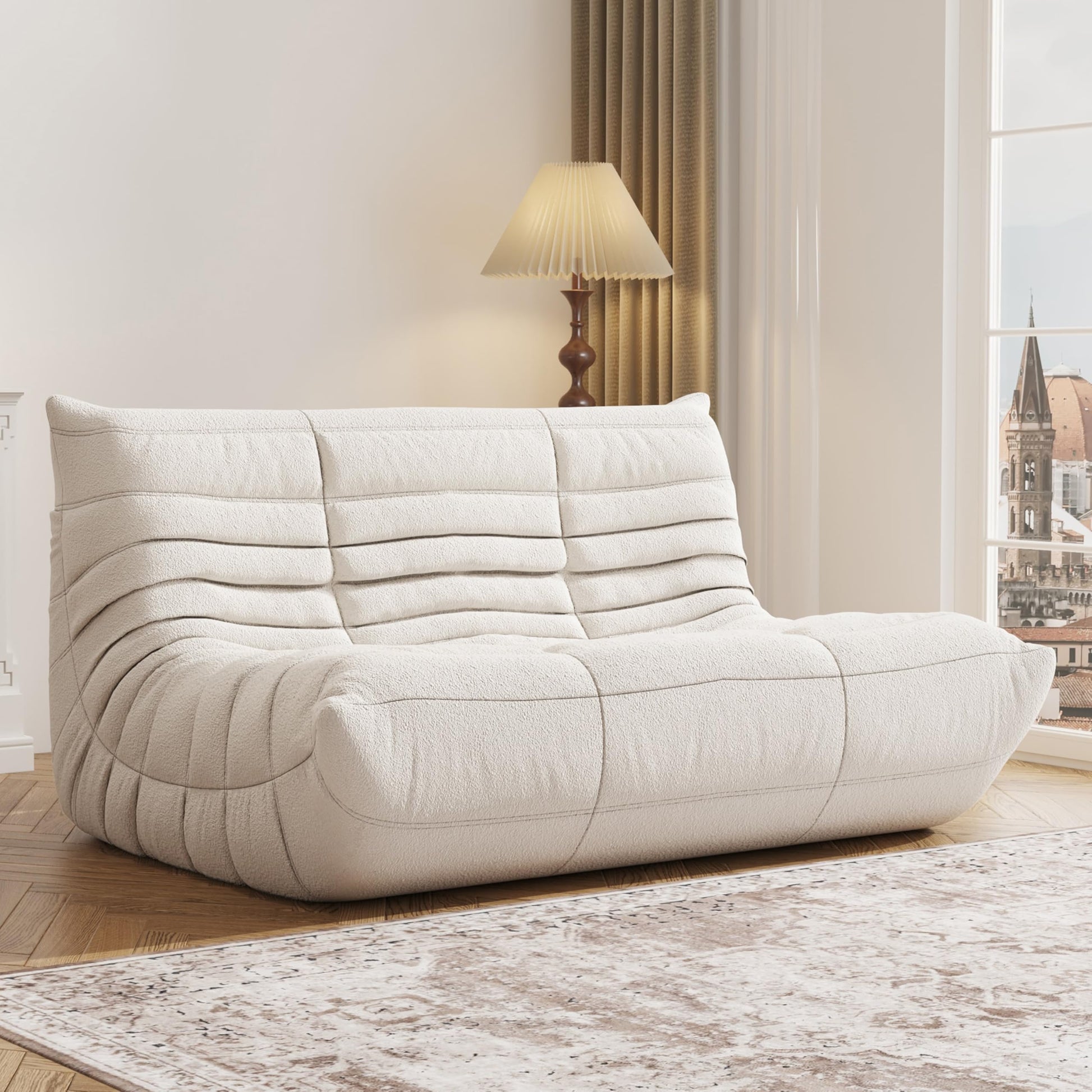 Loveseat white bean bag sofa chair for bedroom or living room