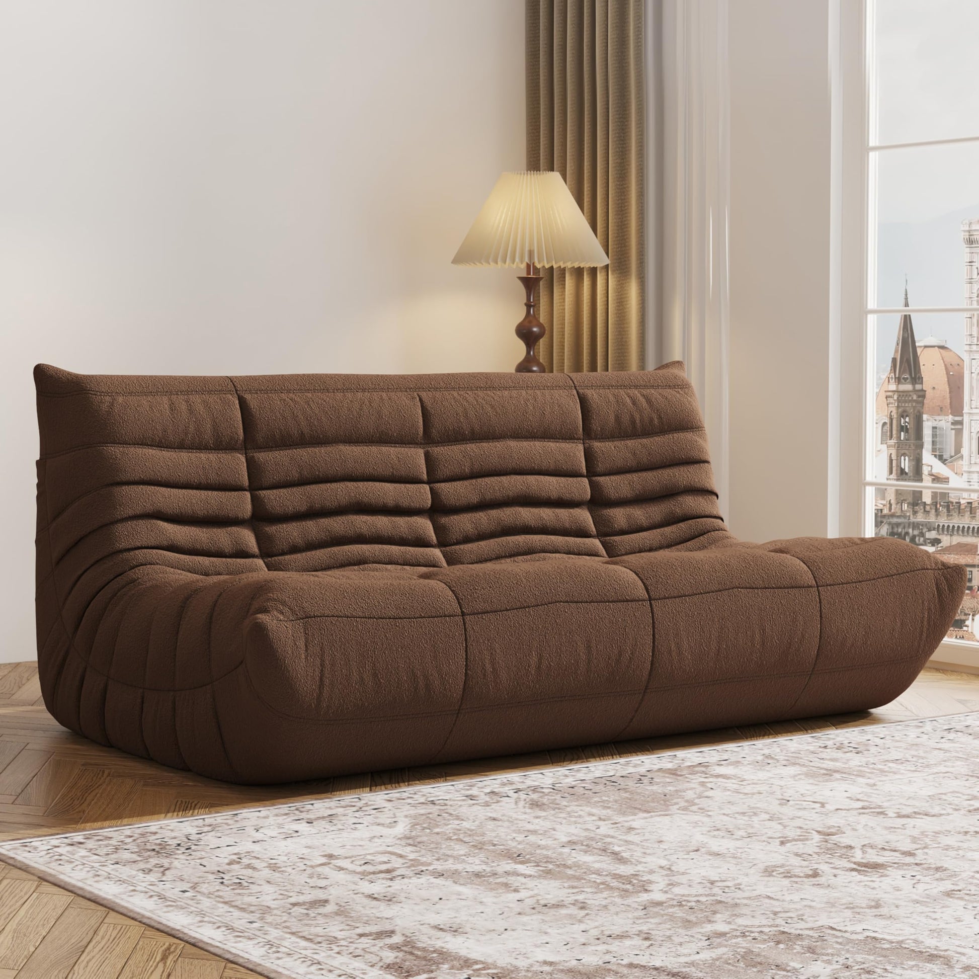 3-Seater brown bean bag sofa chair for bedroom or living room