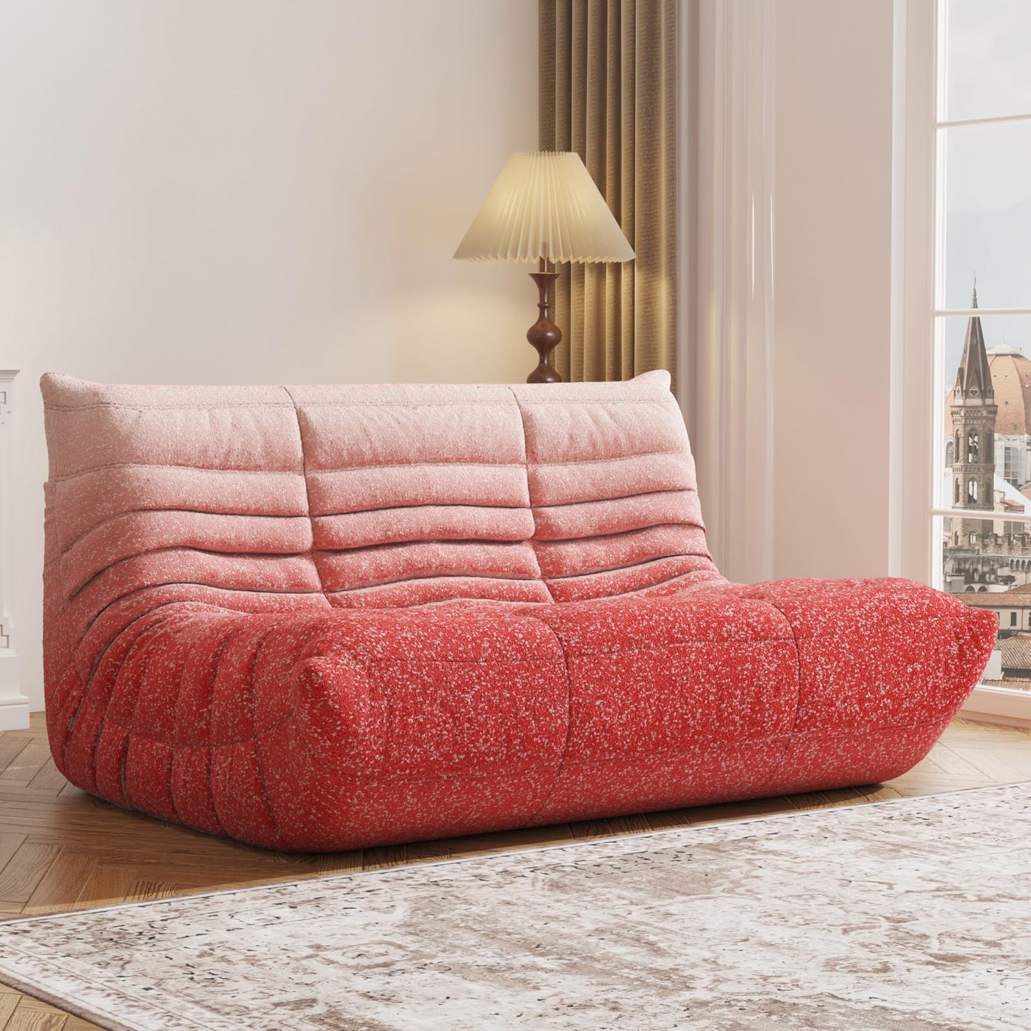 Loveseat pink bean bag sofa chair for bedroom or living room