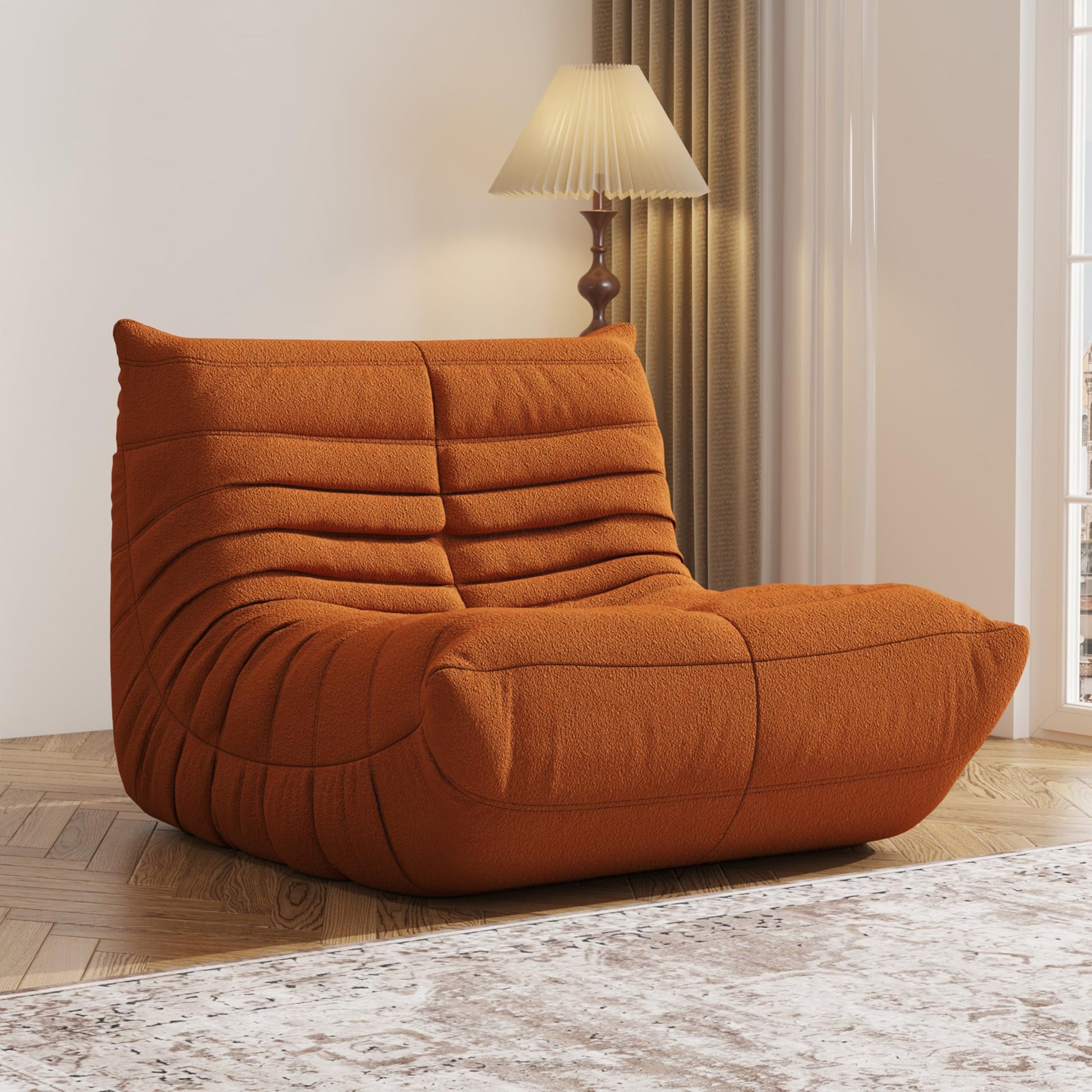 Twin size orange bean bag sofa chair for bedroom or living room