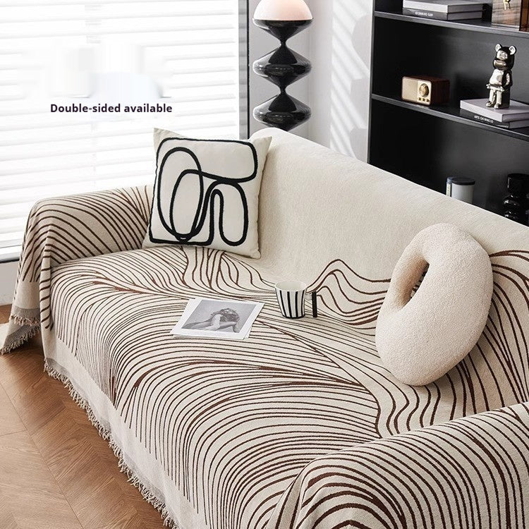Coffee sofa slipcover with semi-circle radiant pattern, pet friendly