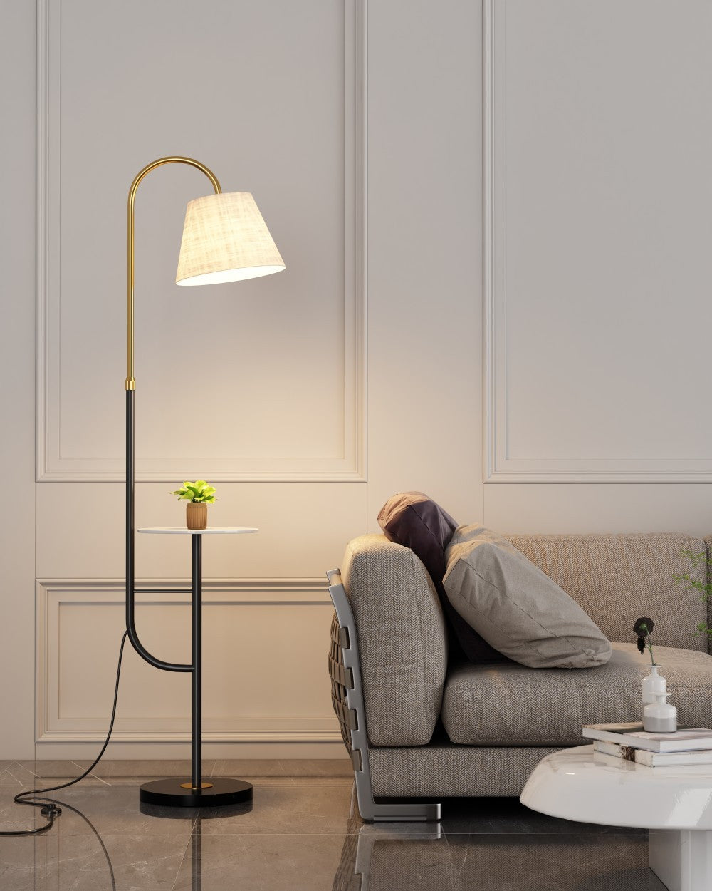 Arclight Floor Lamp with Wireless Charging Pad