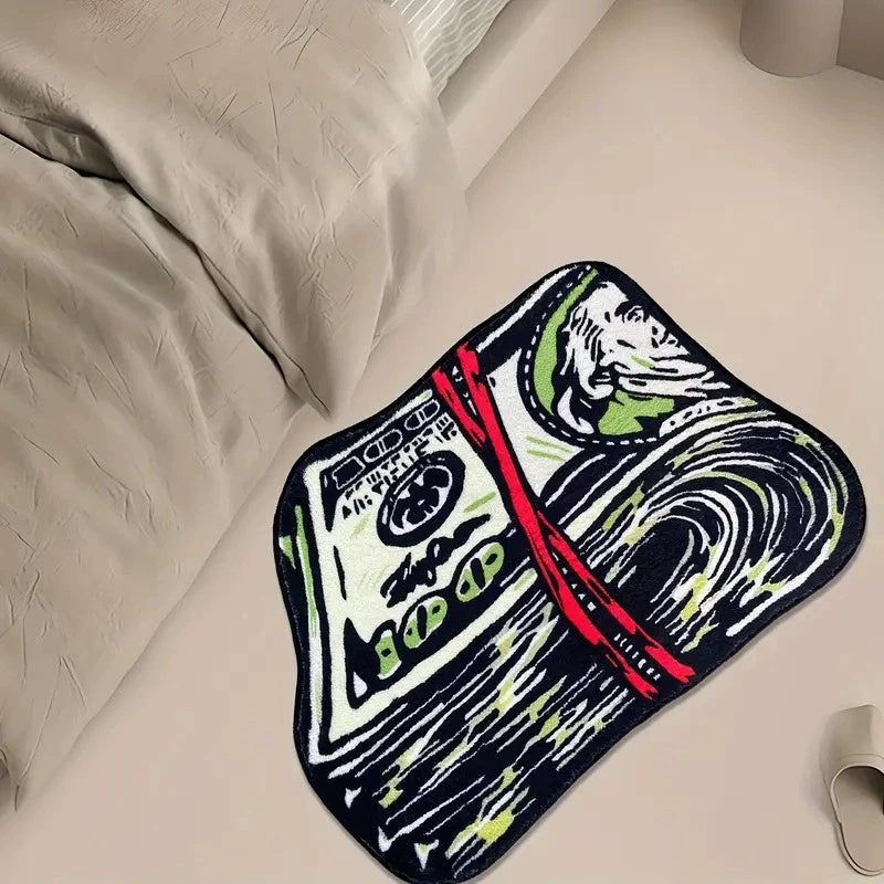Dollars floor mat with bundle of cash design, soft and durable